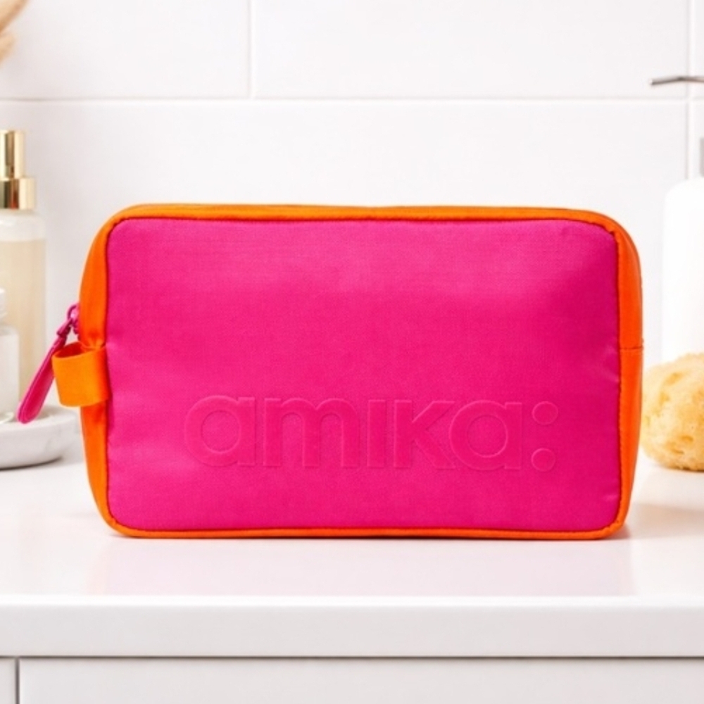 Amika Pink and Orange Cosmetic Bag